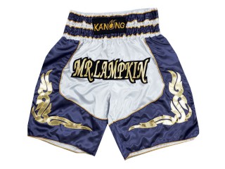 Kanong Personalized Boxing Trunks : KNBXCUST-2043-White-Navy