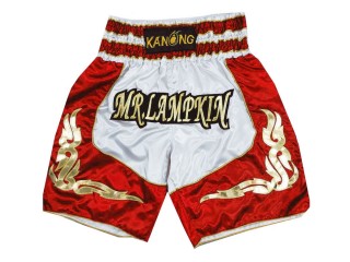 Kanong Customized Boxing Trunks : KNBXCUST-2043-White-Red