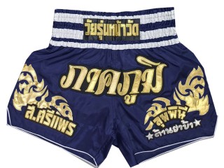 Custom-designed Muay Thai Shorts : KNSCUST-1249-Navy