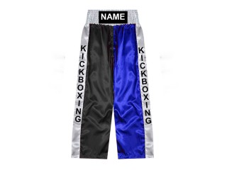 Custom kick boxing trousers with name : KNPANTS-001-black-Blue