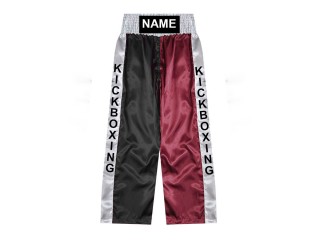 Custom kick boxing trousers with name : KNPANTS-001-black-Maroon