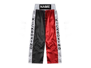 Custom kickboxing trousers with name : KNPANTS-001-black-Red