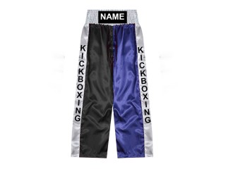 Custom kick boxing trousers with name : KNPANTS-001-black-Navy