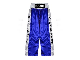 Custom kick boxing trousers with name : KNPANTS-001-blue