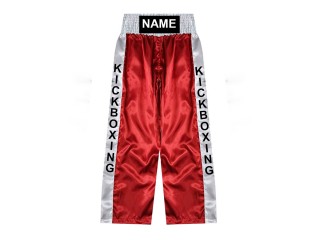 Personalised kick boxing trousers with name : KNPANTS-001-Red