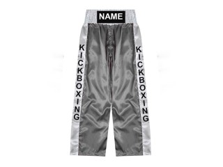 Personalised kickboxing trousers with name : KNPANTS-001-Silver