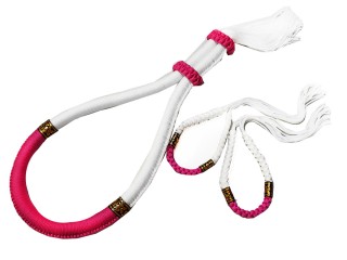 Head Band and Arm bands - Muay Thai set : ThaiStyle-White-Pink