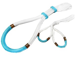 Head Band and Arm bands - Muay Thai set : ThaiStyle-White-Skyblue