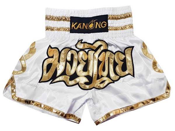 Kabelbaan Kilauea Mountain Wonder Muay Thai Shorts : KNS-121-White | MuayThaiGloves.com